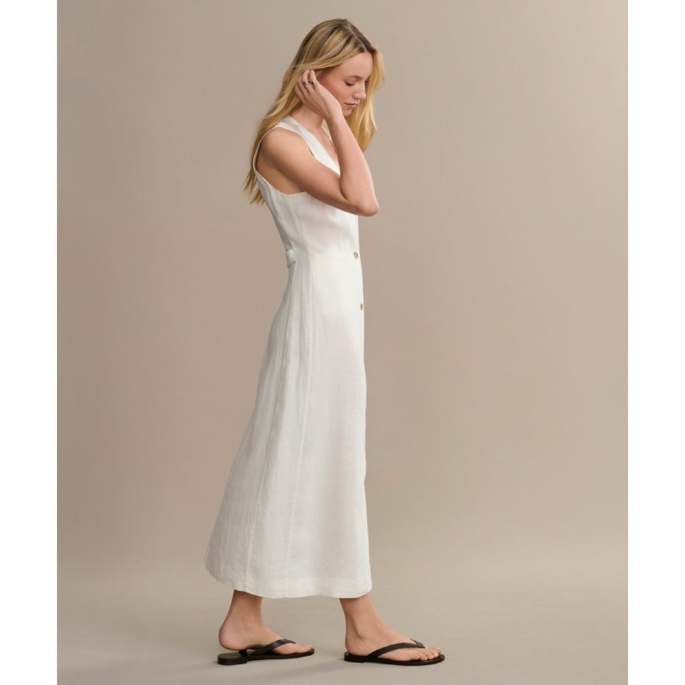 Jenni Kayne Callan Dress (Sz XS) Sleeveless Button-Up Linen Midi Ivory - Picture 2 of 13